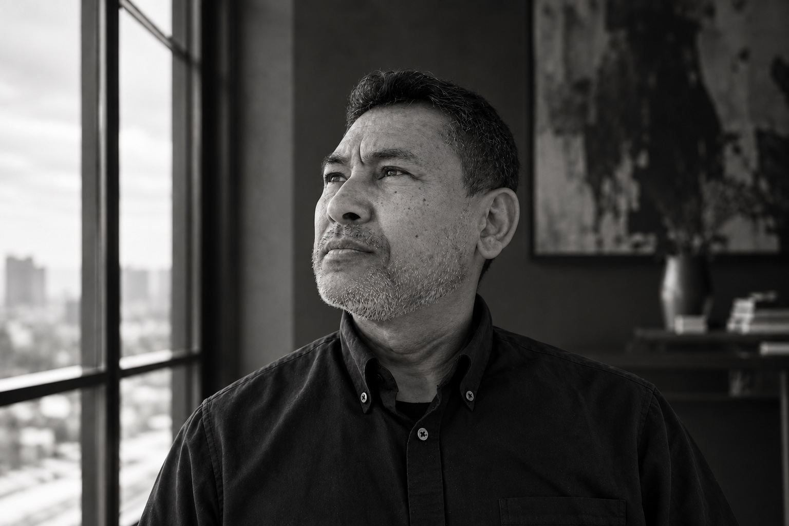 Portrait of Marcel Wah beside a window